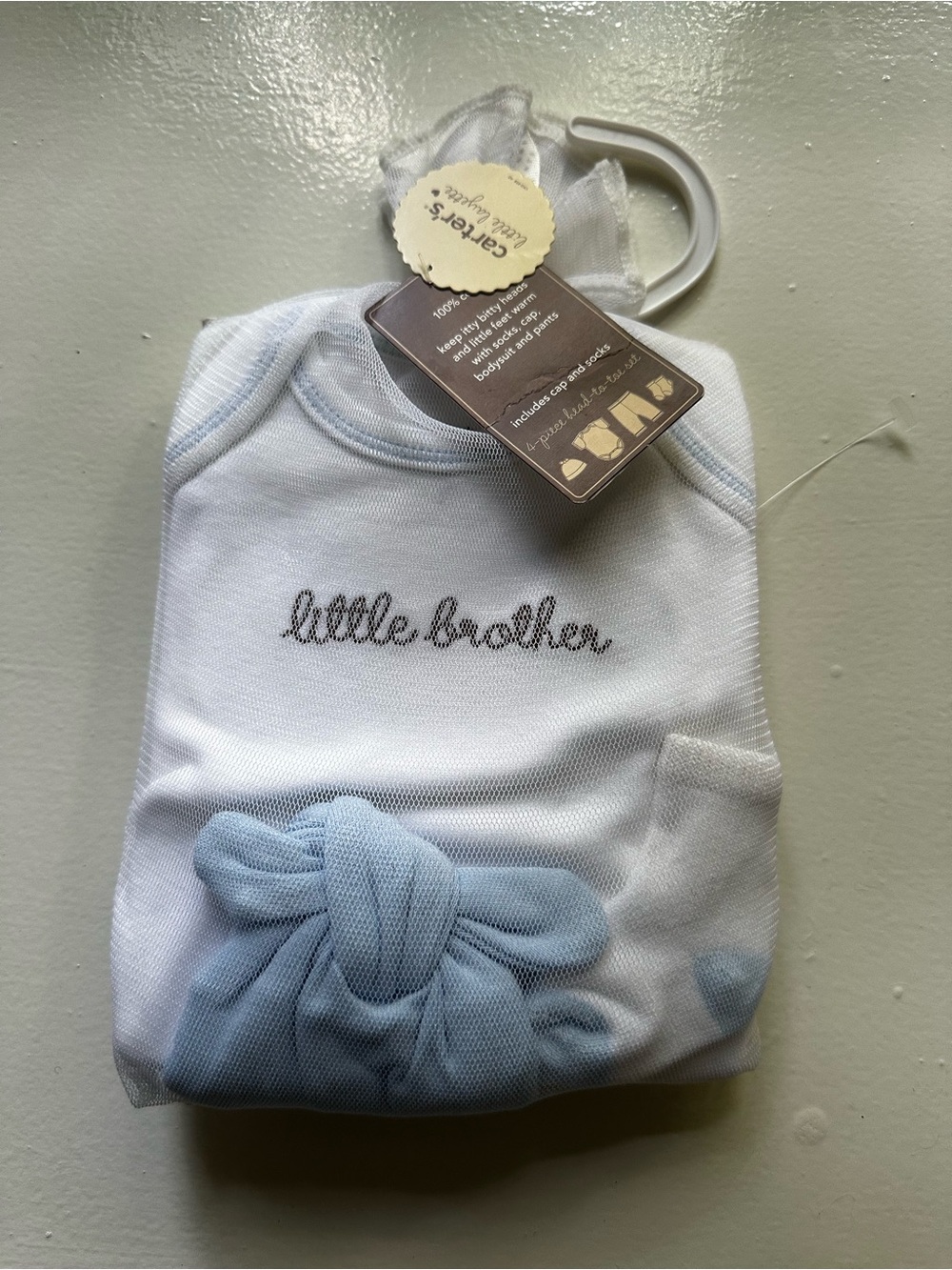 Carter's White & Light Blue "Little Brother" Baby Gift Set
